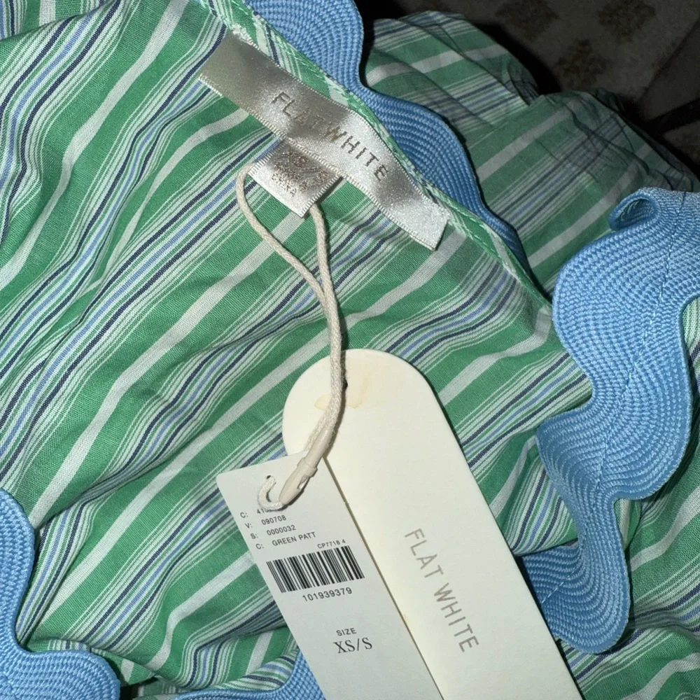 Striped Green and Blue Women's Swim Cover-Up - Picture 4 of 7